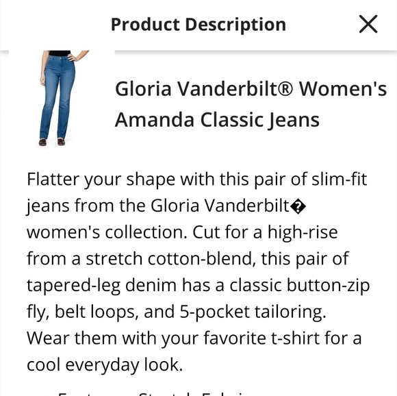 Gloria Vanderbilt Women's Amanda Classic Jeans - Size 16 (Great Condition) - Picture 9 of 9